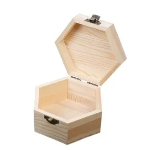 Produk baru kerajinan kotak kayu penyimpanan dengan penutup engsel