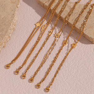 <span class=keywords><strong>2022</strong></span> nouveau Style en acier inoxydable 18k plaqué or multicouche étoile coeur carte perle serpent chaîne Bracelet - Product Image 4