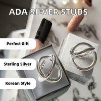 Boucles d'oreilles minimalistes en argent sterling 925, cercles entrelacés, tendance coréenne, rétro, hypoallergéniques, bijoux fins pour femmes