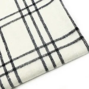 Venta caliente logotipo personalizado 100% poliéster tejido elástico a cuadros tela de tweed cepillado para ropa de mujer