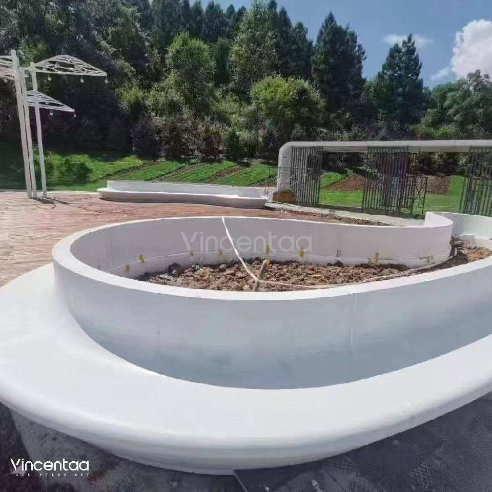 Vincentaa Custom GRC Bench with Flowerpots Outdoor Benches Manufacturer ...