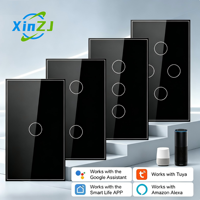 XZJ 1 2 3 4 Gang App Glass Panel Ce Rohs US Interrupteur Mural Intelligent Tuya pour Maison Connectée, Wi-Fi