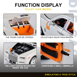 Modelo de Auto de Aleación Fundida a Presión Rolls Royce Phantom 1:20 con Luz y Sonido, Personalizado, Superventas, OEM y ODM, Vehículo de Plástico y Metal, Juguete de Auto con Retroceso - Product Image 5