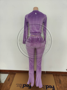 Nuovi Arrivi Abbigliamento Y2k, Tuta in Velluto a Righe con Logo Personalizzato per Donne, Giacca con Zip e Pantaloni Jogger, Set Due Pezzi da <span class=keywords><strong>Donna</strong></span> - Product Image 6