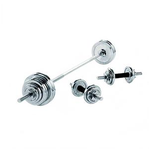 GYMKO Custom <strong>50kg</strong> Fitness Equipment Round Black <strong>Chrome</strong> <strong>Silver</strong> <strong>Barbell</strong> and <strong>Dumbbells</strong> <strong>Set</strong> 20kg Weighing - Product Image 1
