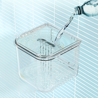 Vente en gros grand récipient de bain en acrylique transparent pour petits animaux de compagnie oiseau et hamster plateau en plastique à motif solide avec palette de boîte