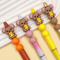 Manik-manik Silikon 3D Bentuk Hewan, Food Grade, Stereo Mouse, Manik-manik untuk Gigitan Bayi, DIY, Dapat Dihiasi, Gantungan Kunci, Gelang, Aksesoris