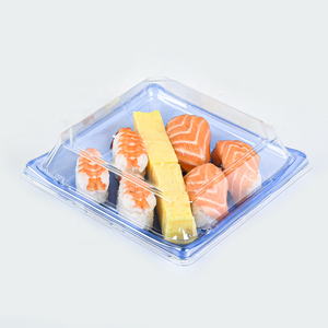 <strong>7</strong> <strong>Inch</strong> Square Blue Sushi to Go <strong>Boxes</strong> Takeaway Sushi Packaging Trays PET Disposable Plastic Sushi Container with Anti-fog Lid - Product Image 2
