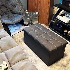 Banc de rangement en lin avec couvercle rabattable pour salon, chambre à coucher, entrée - Product Image 4