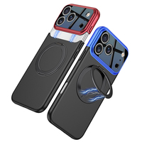 Étui magnétique ultra-fin Ckk pour iPhone 17 Pro Max, antichoc et avec support rotatif, compatible charge sans fil, protection de l'objectif de l'appareil photo, en PC
