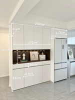Buffet réfrigérateur intégré compact, taille personnalisable, étagères réglables, armoire de rangement pour collations, idéal pour petit condo ou bar à domicile