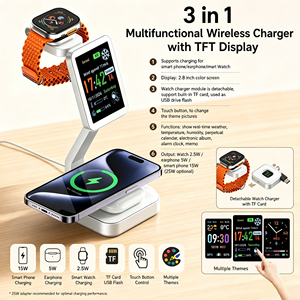 Station de charge sans fil 3 en 1, <span class=keywords><strong>chargeur</strong></span> rapide 15W, <span class=keywords><strong>chargeur</strong></span> sans fil magnétique pour téléphones, écouteurs, montres, module de montre amovible - Product Image 3