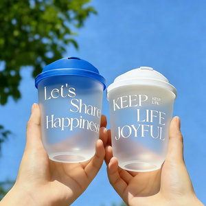 Copos Plásticos Descartáveis Personalizados com Logo Tampa Transparente em Forma de U 6/8/9/16/24/32oz Copos Foscos de Parede Única para Sobremesa Café para Chá com Leite - Product Image 4