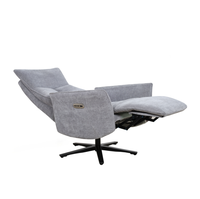 Fauteuil inclinable électrique pivotant en tissu lin gris clair, canapé simple avec bouton de commande latéral pour salon, meubles de maison