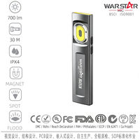 Lampe torche portable en aluminium 700 lumens, rechargeable par USB, magnétique, étanche IP44, avec logo personnalisé, lampe de poche LED pour le camping
