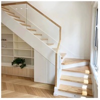 Escalier flottant extérieur à poutre droite en bois, préfabriqué, moderne, décoratif, facile à installer, pour villa, appartement, hôtel