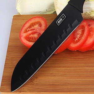Ensemble de couteaux de cuisine haut de gamme en acier inoxydable noir, 5 pièces, lames polies, anneau à œufs en forme de cœur, poignées ambidextres - Product Image 2