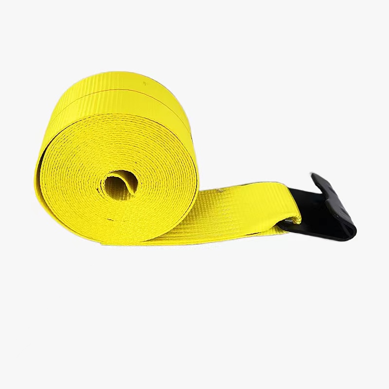 Ремешки для лебедки 4 дюйма x 27 футов с плоским крюком, бортовой грузовик, прицеп, стяжной ремень, 5 400 фунтов, L.L.16,200 фунтов