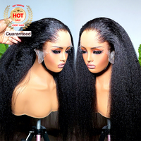 Perruque Yaki Lisse à Cuticules Alignées, Perruque Frontale 360 Full Lace HD, Perruque Lace Front en Cheveux Humains Brésiliens Kinky Lisse, Fournisseur