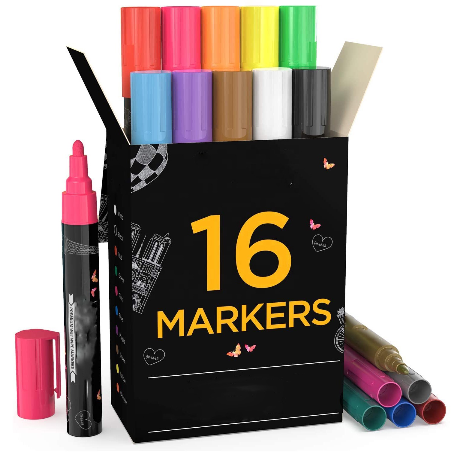 16 видов цветов Жидкий Мел со стирающейся от маркера маркеры для классной доски знаки