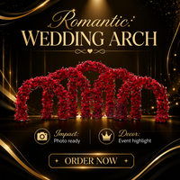 Ensemble floral d'arche rouge, arrangement d'arche de fleurs artificielles, fleurs en soie pour la décoration de scène de mariage, décoration d'arche de mariage