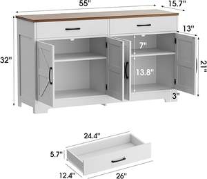 ארון מזנון מודרני עם מחסן, שולחן מזנון מטבח משק בית עם דלתות ומגירות, לחדר אוכל - Product Image 2