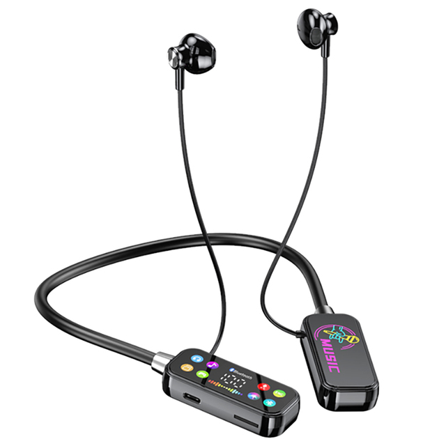 BL370 In-Ear Magnetic Anti-Lost Wireless Headphones LED Indicator Neck Hanging TWS Earbuds Mic Headset for Sports Live Stream