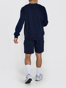 Conjunto de 2 piezas de pantalones cortos para hombre, conjunto liso para trotar, 100% de lana, azul marino, conjuntos dobles, venta al por mayor - Product Image 5