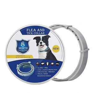 <span class=keywords><strong>Collier</strong></span> <span class=keywords><strong>anti</strong></span>-<span class=keywords><strong>puces</strong></span> et tiques réglable pour chiens et chats - Imperméable, utilisation estivale, longue durée, durable, soulagement de l'anxiété - Product Image 1