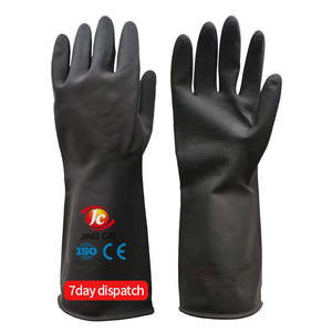 مبيعات المصنع مباشرة قفازات عمل مطاطية صناعية مقاومة للأحماض والقلويات شديدة التحمل سوداء من اللاتكس بخصم كبير - Product Image 1