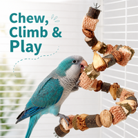 Jouet à mâcher pour perroquet en bois naturel durable fait à la main, perchoir d'escalade flexible 50-90 cm, échelle de cage pour oiseaux de petite et moyenne taille, fournitures pour oiseaux