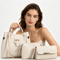 Ensemble de 3 pièces en cuir PU gris pour femme : Sac à main, Sac fourre-tout et Pochette bandoulière avec quincaillerie dorée – Livraison rapide depuis l'entrepôt étranger