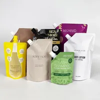 Sacs à bec verseur réutilisables en plastique PET de qualité alimentaire, imprimés sur mesure RDY, 500 ml et 1 L, pour savon liquide, whisky, jus, céréales