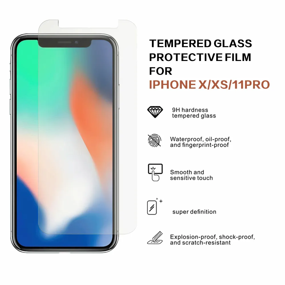 Full Glue 9H vetro temperato trasparente per iphone Screen Protector per Iphone X XS 11Pro