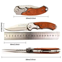 Agent d'achat de produits de plein air Couteau à manche en bois Couteau de poche pour l'extérieur Bushcraft Chasse Camping avec flash LED