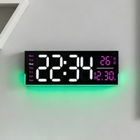 Jam Alarm Plastik Minimalis Lintas Batas Layar LED Digital Besar Lampu Ambient Kalender Termometer Dekoratif-Eksternal