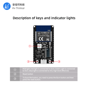 Module WiFi+ 5.0 Ai-Thinker Ai-WB2-13-Kit, carte de développement/antenne PCB, interface Type-C - Product Image 5