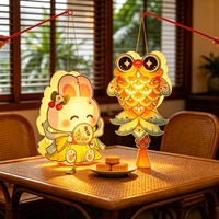 Kit de lanternes en papier à thème animalier de dessin animé à faire soi-même avec lumière LED certifiée CE pour le Festival de la Mi-Automne et les cadeaux de fête