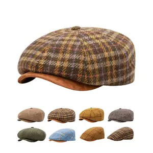 High Quality Wholesale Custom Gatsby Classic Cotton Flat Twill Unisex Japan Chevron Ivy Cap Hat Cowboy Newsboy cap Men