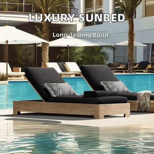 Luxury Solid Wood Outdoor Garden Furniture Modern Design Beach <strong>Sunbed</strong> Patio Chaise Lounge Waterproof <strong>Cushion</strong> for Hotels Villas - Product Image 3