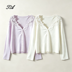 Tyan New Spring <strong>Summer</strong> Women's Casual V-Neck Lace Button Sweater Light Weight Knitted <strong>Cardigan</strong> for <strong>Ladies</strong> - Product Image 1
