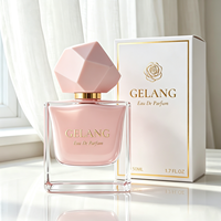 Flacon de parfum rose élégant 50 ml, flacon de parfum carré en verre 30 ml 100 ml, flacon de parfum vide avec emballage boîte