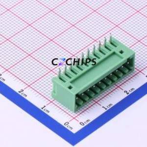 KF2EDGR-2.54-10P Plug-in Terminal Block Bent Lead Through Hole,P=2.54mm Board-to-Board / Socket - Closed 1x10P 2.54mm Green - Product Image 1