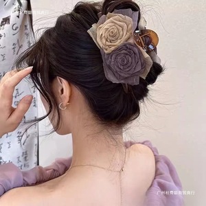 Handmade Rose Flower Hair <b>Clip</b> Shark <b>Clip</b> For Back Of Head Early <b>Spring</b> Hair Accessory Feminine Hairpin - Product Image 3
