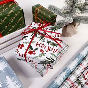 New Design <b>Christmas</b> Printed Disposable Coated Silicone Virgin Gift <b>Wrapping</b> <b>Paper</b> Set 43x300cm 3 <b>Rolls</b> a Set - Product Image 3