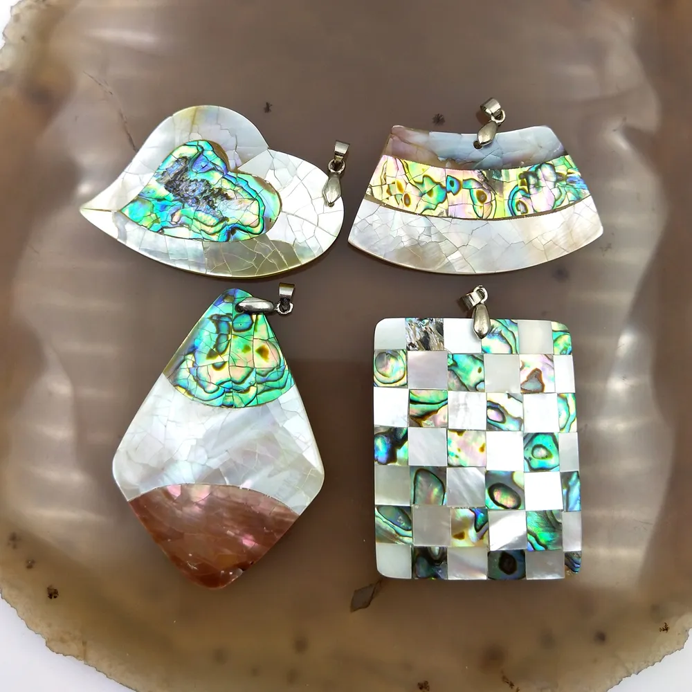 Vrouwen Charm Hanger Hot Verkoop Abalone Paua Shell Hart Vorm Kralen Armbanden Sieraden Maken Sets Groothandel Edelsteen Bulks Goedkope