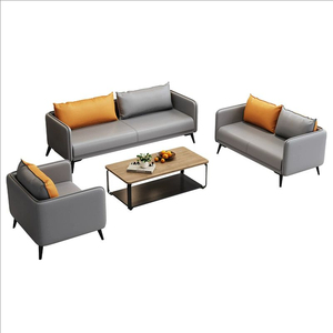 Nuevo sofá de oficina moderno simple pequeña oficina familiar Recepción de negocios tres personas gato garra piel invitado mesa de té combinación - Product Image 5