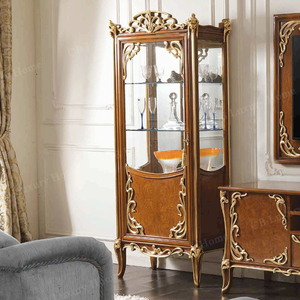 Vitrina de Lujo Real de Una Puerta, Tallada a Mano en Madera y Vidrio, para el Hogar, Sala de Estar - Product Image 6