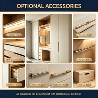 Ensemble de dressing moderne sur mesure avec miroir LED, dressing intégré avec table de maquillage éclairée, armoire de rangement modulaire pour usage hôtelier