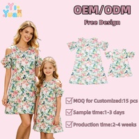 Robes assorties Maman et Fille à épaules dénudées, motif floral, OEM ODM personnalisées, tenues décontractées d'été respirantes à séchage rapide pour filles